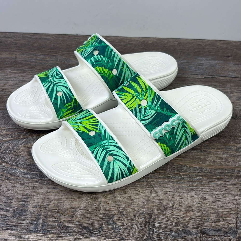 CROCS Classic Tropical Vibes Slip On Slides M8 W10